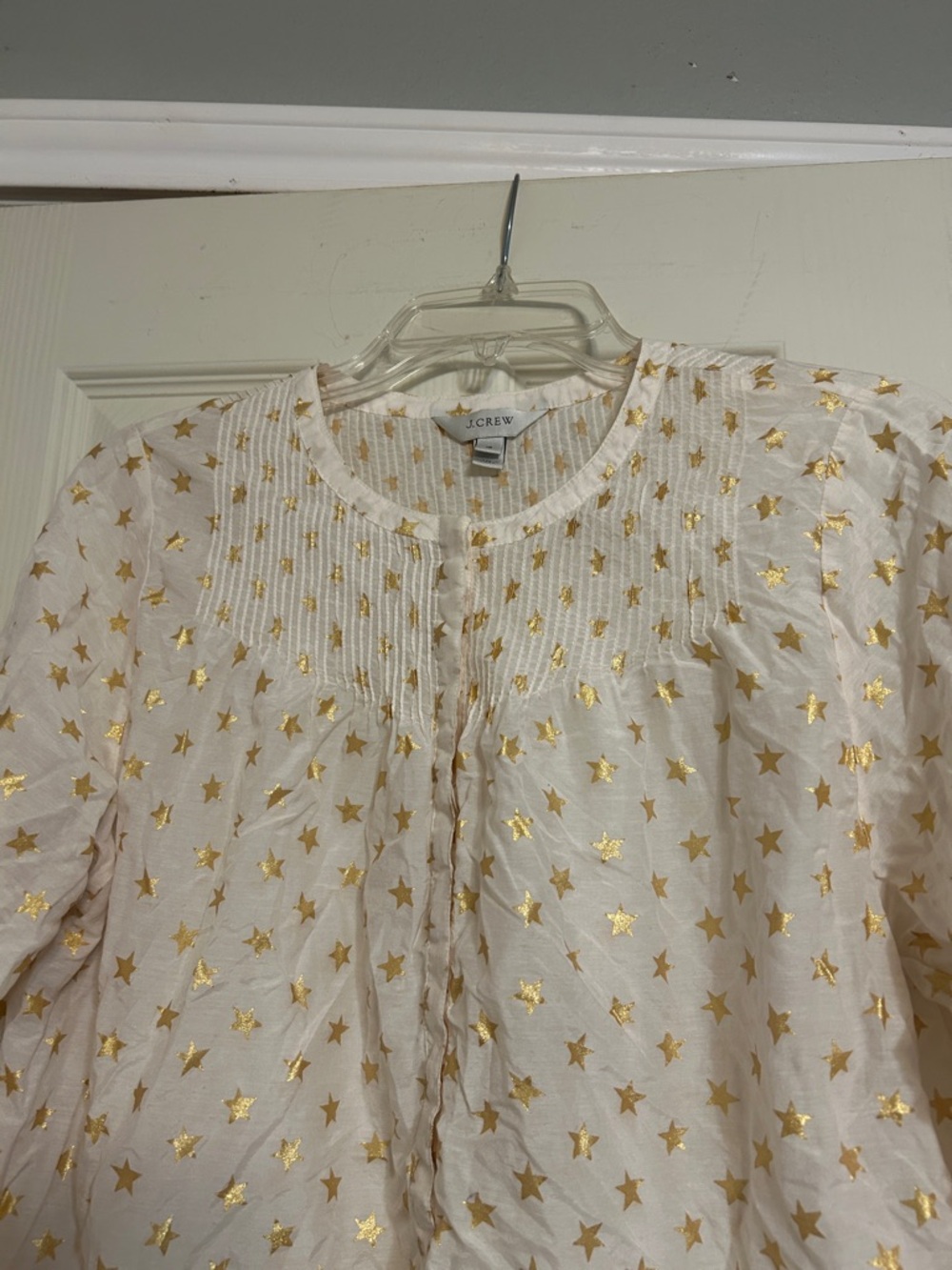 BOGO 1/2off🎒35%off3🛴 J. Crew white metallic star silk blend top - Picture 2 of 5